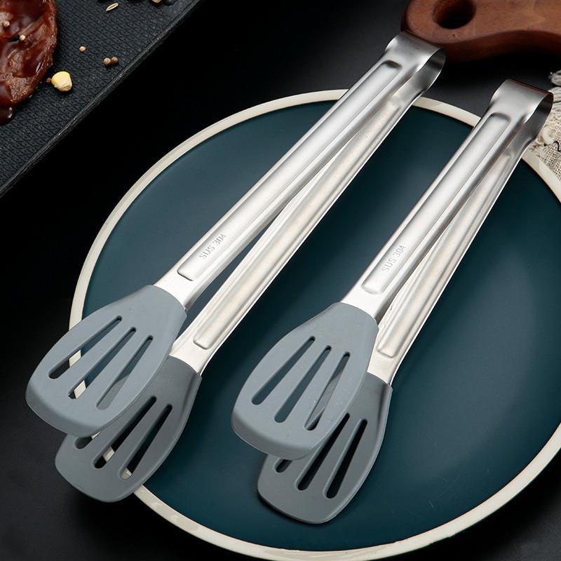 Stainless Steel Bread Tongs No-slip Handle Kitchen Tool for Salad Steak Meat Clip Cooking Accessories