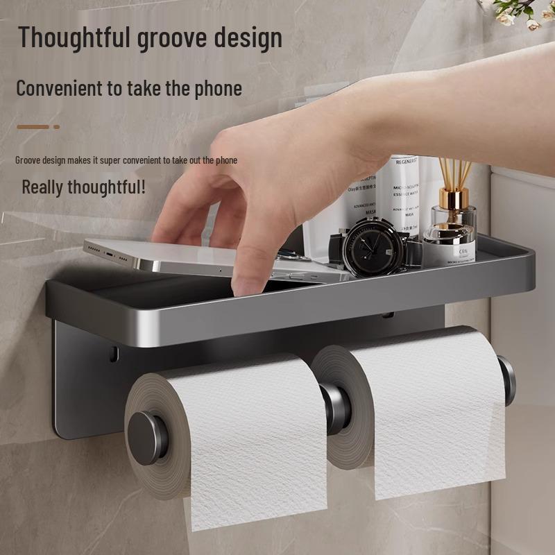 Toilet Paper Holder: No-Punch Roll Hanger - Sanitary Paper Storage Box for Bathroom