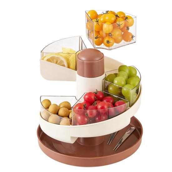 Rotating Spiral Serving Tray Divided Serving Bowls Removable Snack Boxes Organizer for Meal Prep Fruits Nuts