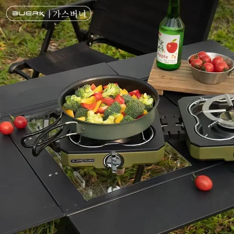 BUERK Camping Stove Double Burner Portable High Firepower Folding Camp Gas Burner Outdoor Bbq Cooking Set Picnic Gas Stove New