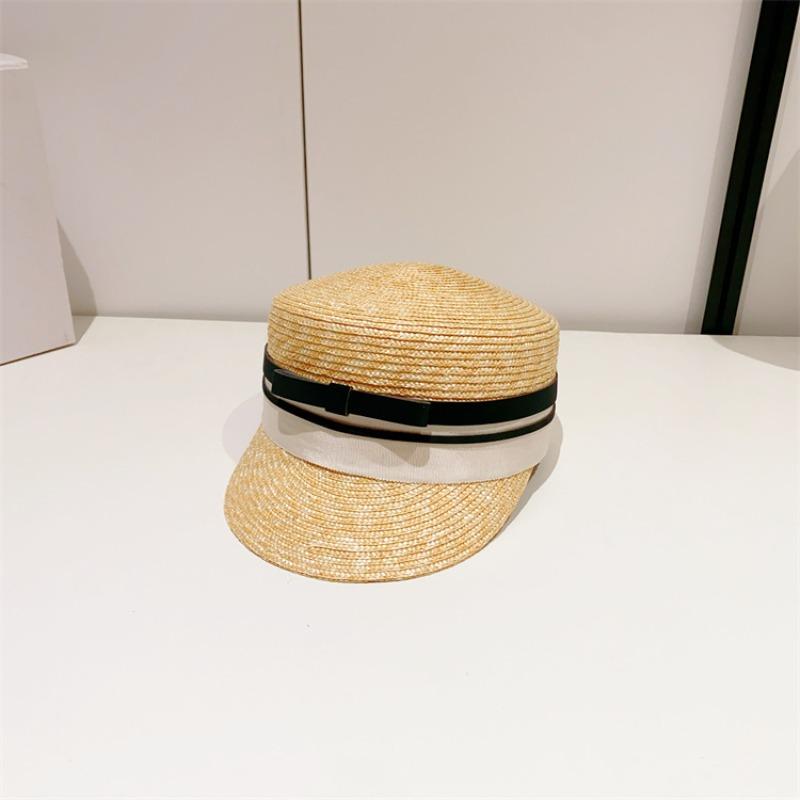 Ins Luxury Wheat Straw Equestrian Cap Sun Hats For Women Vintage Bow Fedoras Hat Lady Beach Sunscreen Straw Hat Knight Berets