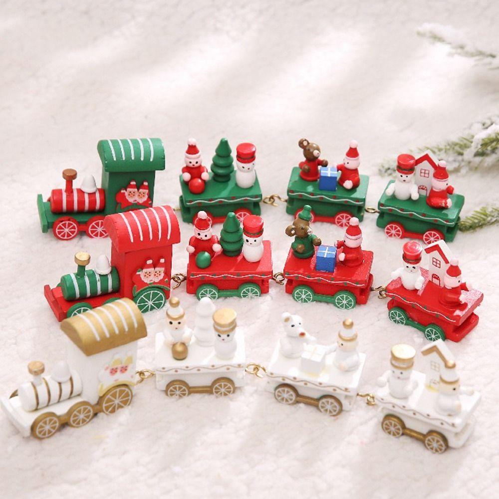 Cake Christmas Decoration Party Props Home Decor Window Ornaments Christmas Ornament Wooden Train