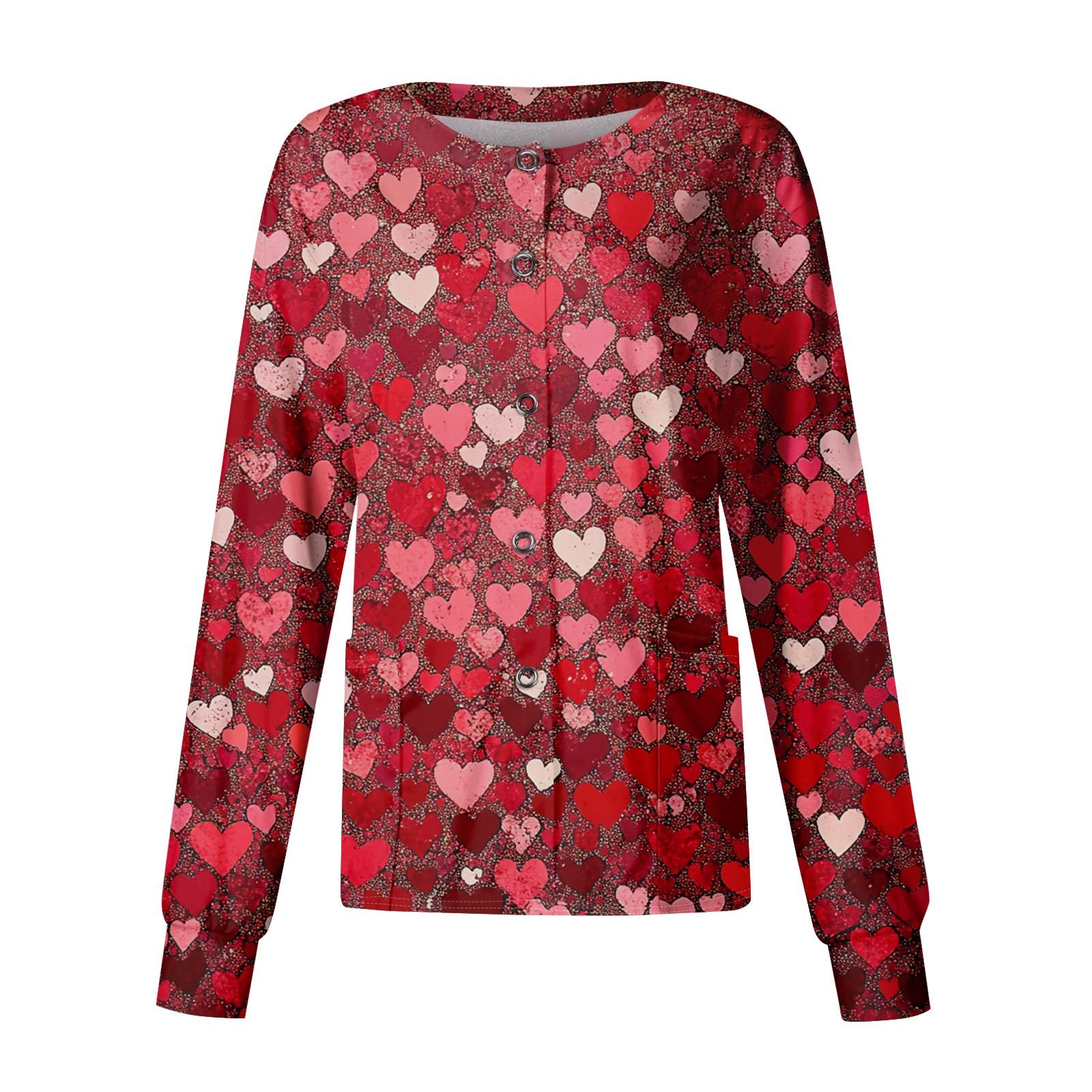 

Женский повседневный однобортный однобортный кардиган с длинным рукавом и принтом, рабочая одежда, топ XL красный