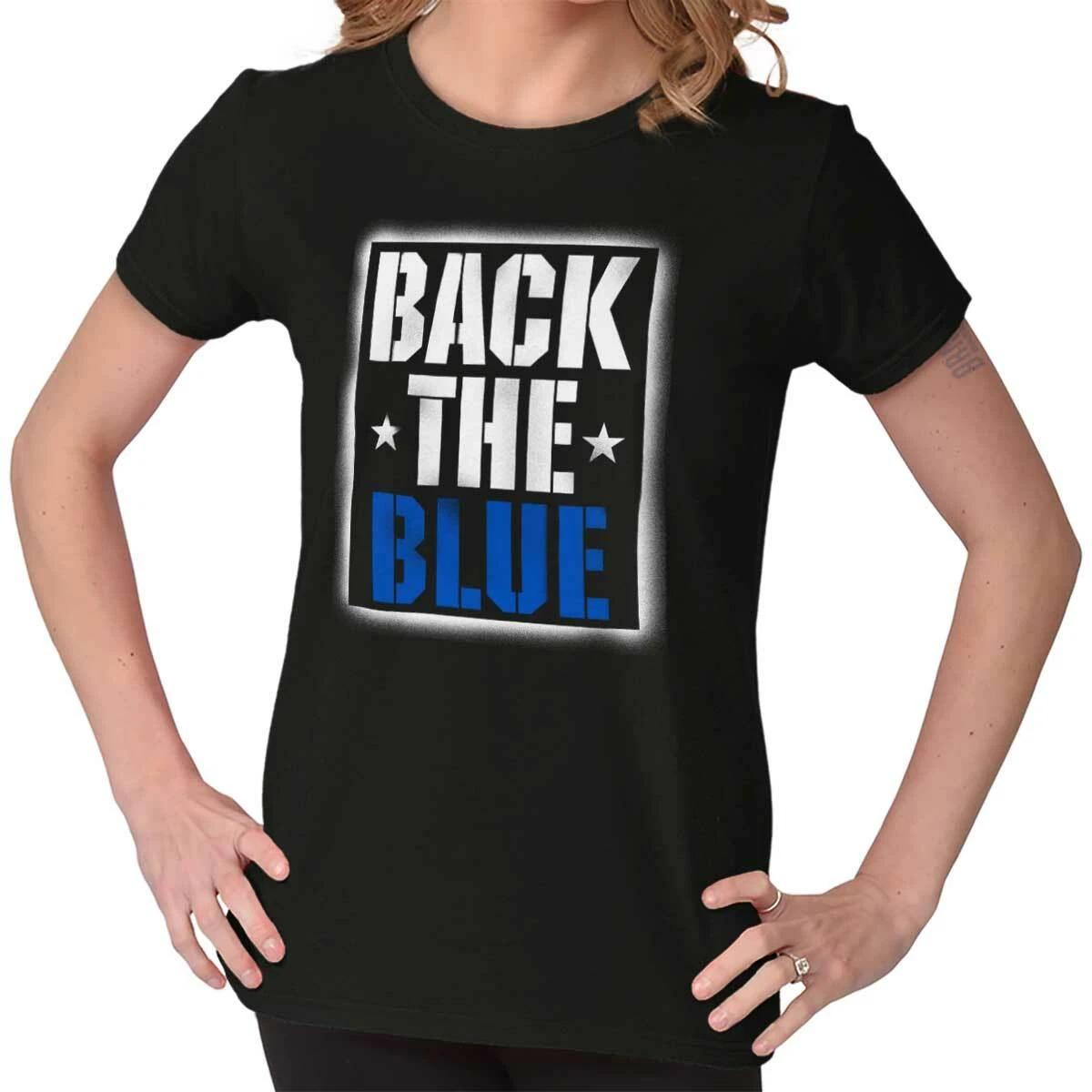 Back The Blue Pro Police Officer Support Cop Graphic T Shirts for Women T-Shirts XXL