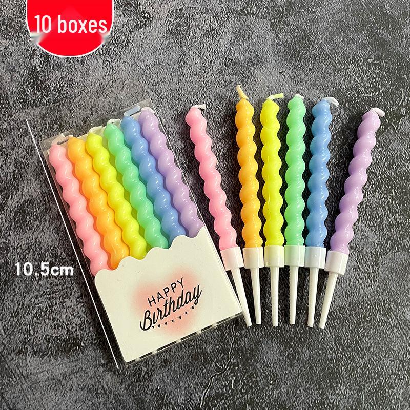Twisted Thread Macaron Spiral Birthday Candles - Cute Candy Cake Decorations