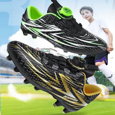 Jungen Stollen Anti-Rutsch Fußballschuhe für einfaches An- und Ausziehen Drehknopf Fußballschuhe Trainingsschuhe Kunstrasen Fußballschuhe
