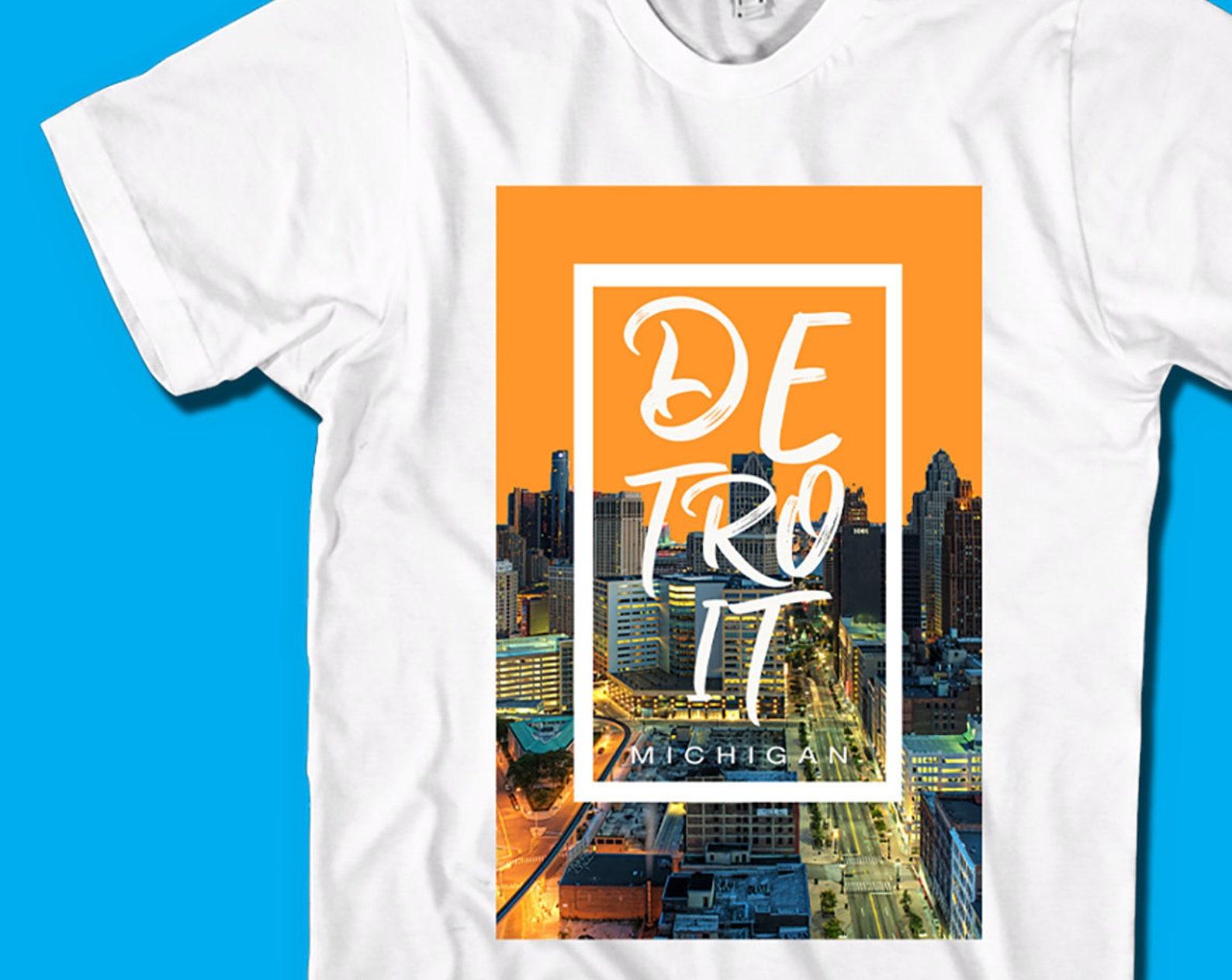 Detroit Michigan T-Shirt: Downtown Skyline Graphic Tee 3XL