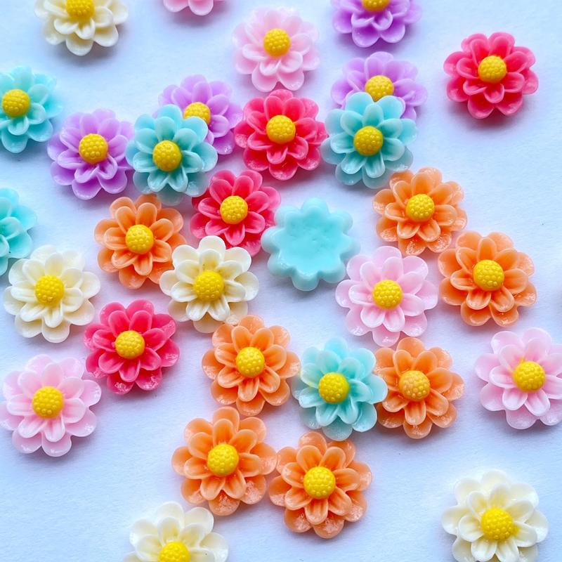 30 Stück Niedliche Mini-Hybridblumen Flache Rückseite Harz Cabochons Scrapbooking DIY Schmuck Bastel Dekoration Zubehör J20