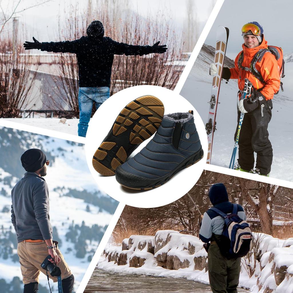 Men Snow Boots Women Winter Cotton Shoes Super Warm Ankle Boots Waterproof Warm Plush Boots Footwear Plus Size 47 Outdoor High Top Warm Furry Sneakers