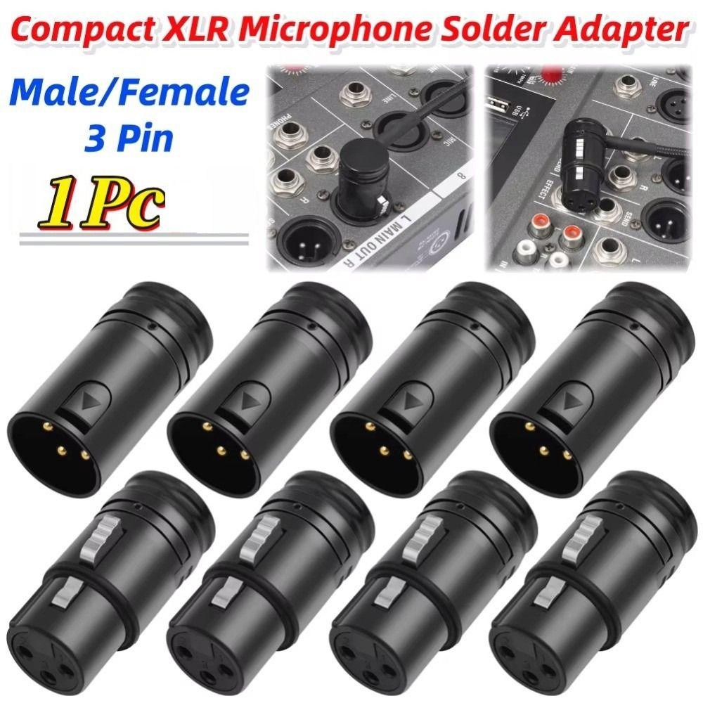 Black Metal Shell 3 Pin Audio Plug Gold Plated Contacts Right Angle XLR Adapter for Speaker System