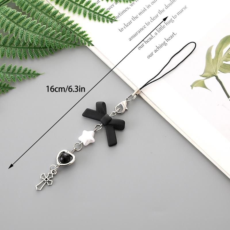 Cute Bowknot Phone Charm Strap Detachable Keychain Pendant Butterfly Star Phone Lanyard Backpack Decors for Women Girls