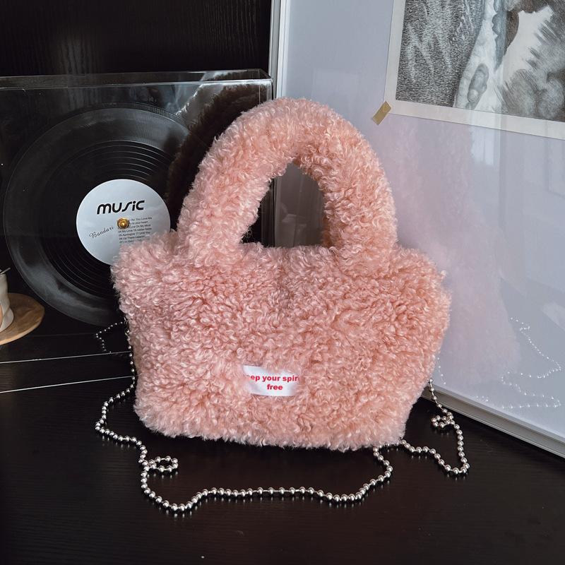 Casual Commuter Plush Crossbody Bag  Cute Korean Handbag Autumn And Winter Bucket Bag For Women Birthday Gifts