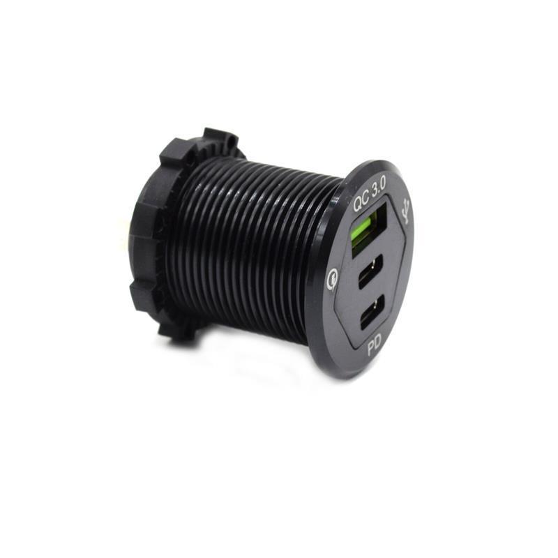 Three-Port Fast Charge QC3.0 USB & Dual PD Car Charger for Cars, Motorcycles, and Boats