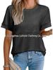 2026 European & American Women's Summer Casual Solid Color Round Neck Short Sleeve Loose T-shirt