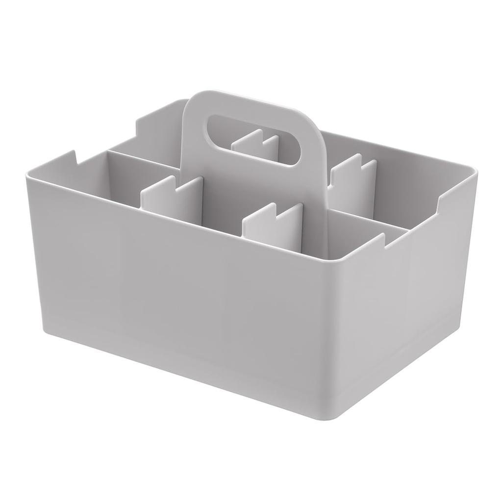 JEJ Astage Storage Box, Desk Tote, Mini Desk Organizer, Light Gray, Stackable, Made in Japan, 21.5cm Wide x 16.3cm Deep x 14.5cm High