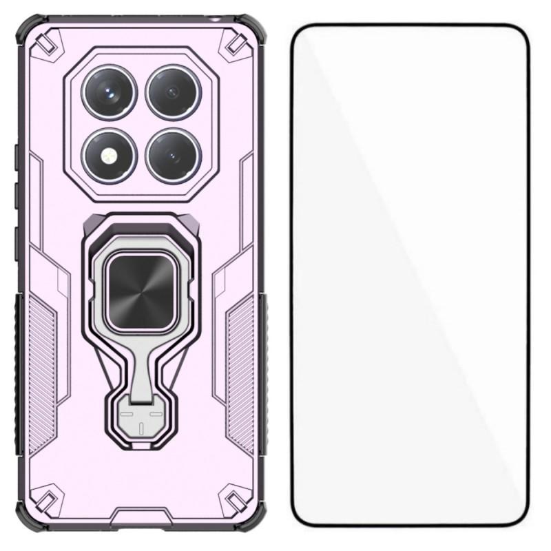 For Xiaomi Redmi Note 14 Pro 4G Phone Case WANLONFENG PC TPU Back Cover Kickstand with Tempered Glass