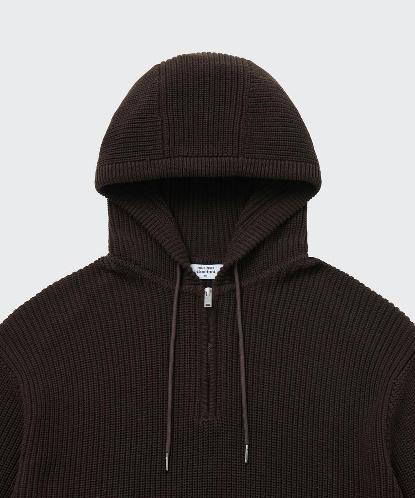 MUSINSA STANDARD Ribbed Hooded Knit [Brown]