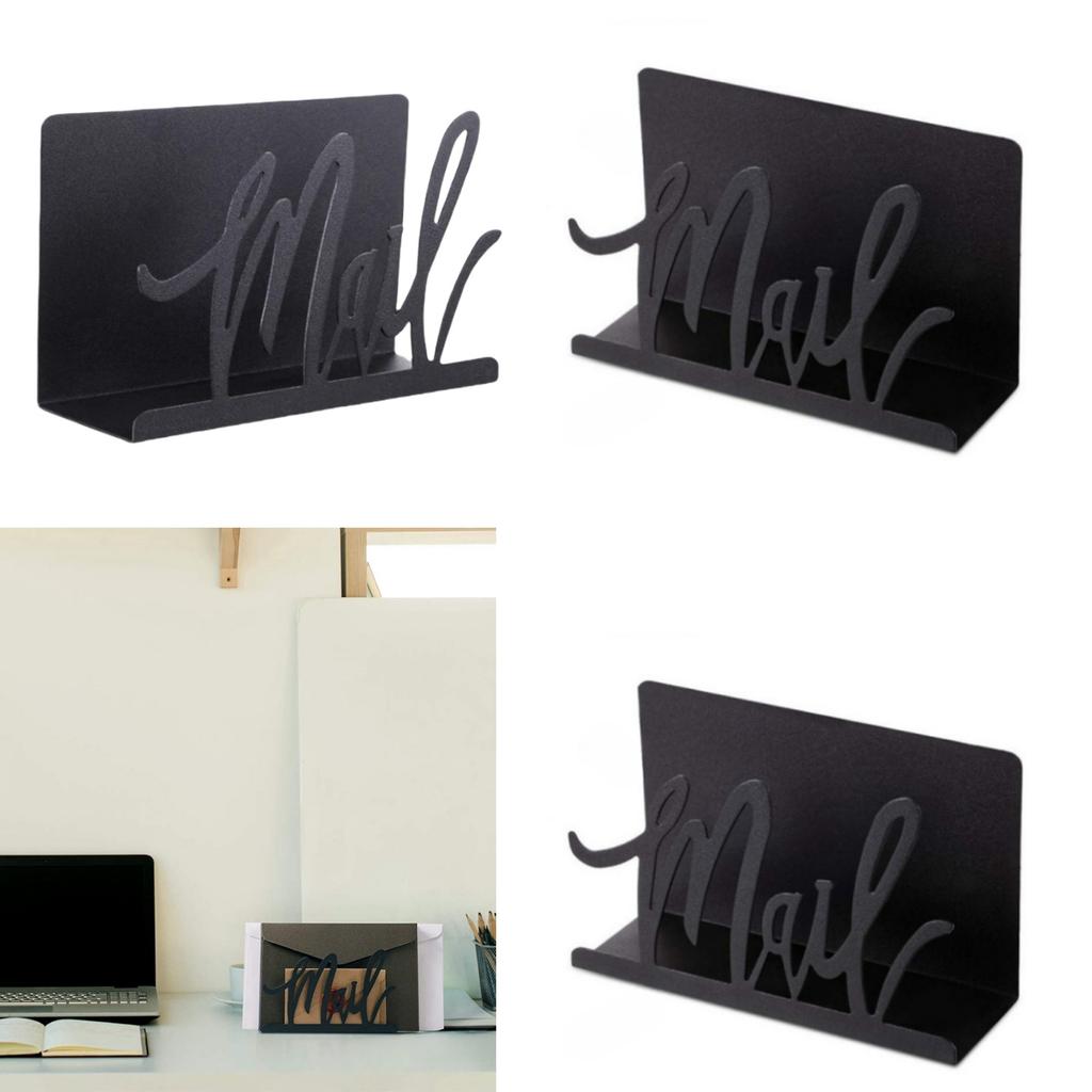 Schwarzer Metall-Briefhalter und Briefständer-Set Schwarzes Metall-Briefgestell Umschlaghalter für Heim- und Büro-Desktop-Organisation