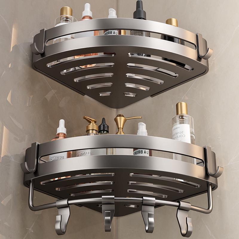 Stanzfreies Eckduschregal - Wandmontierter dreieckiger Badezimmer-Aufbewahrungskorb