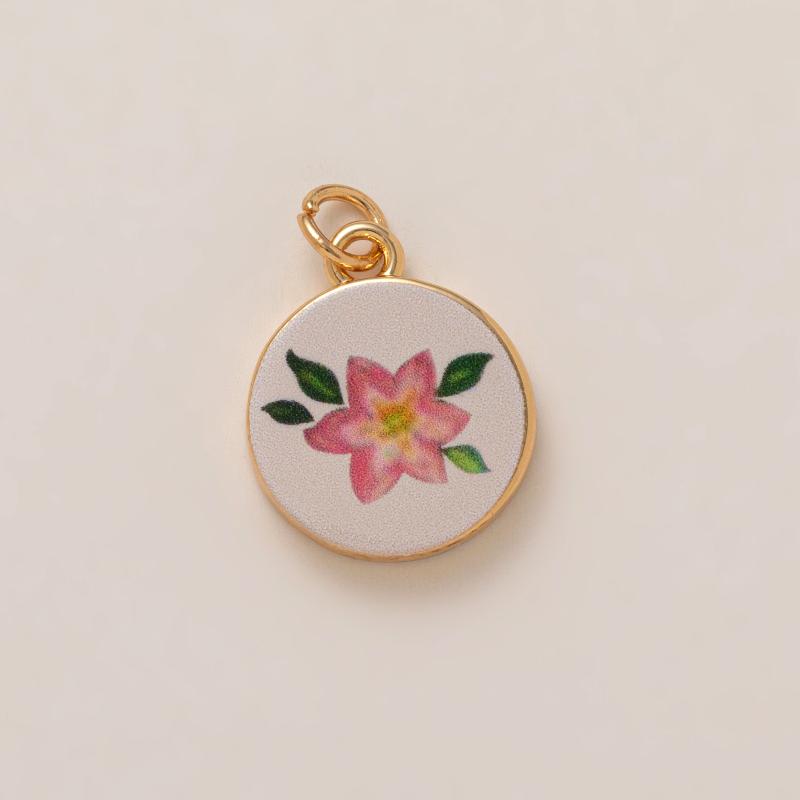 Simple And Versatile Color Blocking Butterfly Love Flower Diy Pendant Accessories Gold-Plated Color Preservation