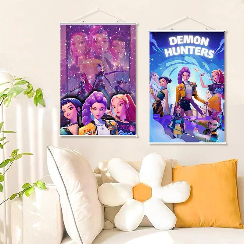 K pop İblis Avcısı Arka Plan Huntrix Çizgi Film Duvar Halısı Kpop Savaşçı Posteri Ev Partisi Duvara Asılan Arka Plan
