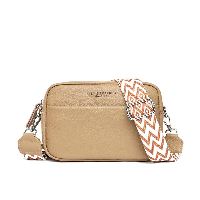 Genuine Leather Women's Crossbody Luxury Branded Soft Cowhide Shoulder Bag Simple Crossbody Purse Wallet Fashi Girls Tote Bag