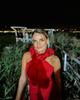Autumn European and American New Fashionable Sexy Backless Sleeveless Red Flower Bandage Dress Women's