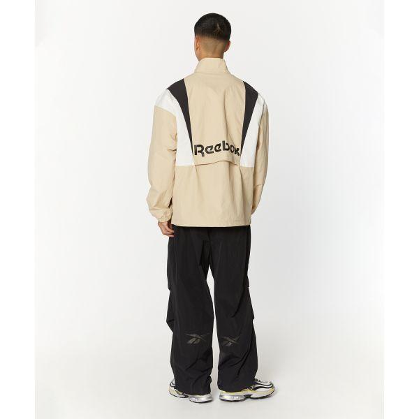 Reebok Twin Vector Color Block Stand Collar Windbreaker Comfortable Breathable Full Zip Jacket Unisex Jacket Beige REJU4EJ39I2