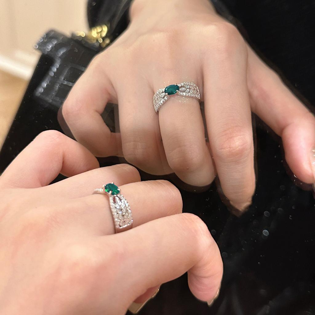 Vintage palace style wheat ear inlaid ring with luxurious and high-end feel, adjustable opening rings