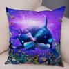 Turtle Shark Dolphin Animal Pillowcase Decor Underwater World Cushion Cover Soft Plush Pillow Case for Sofa Home Car ,(6)