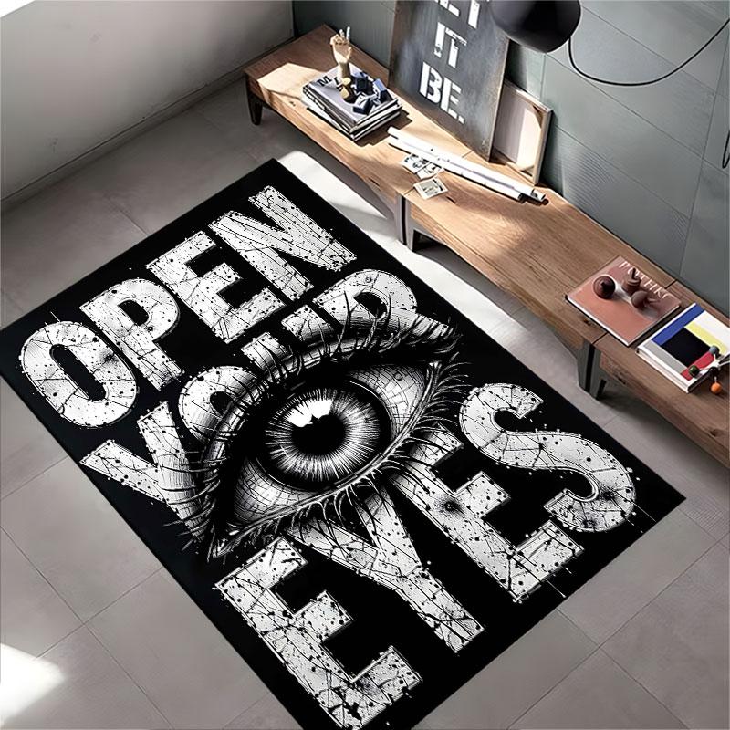 Open Your Eyes Black Carpet suitable as a non-slip mat for the living room or bedroom sofa