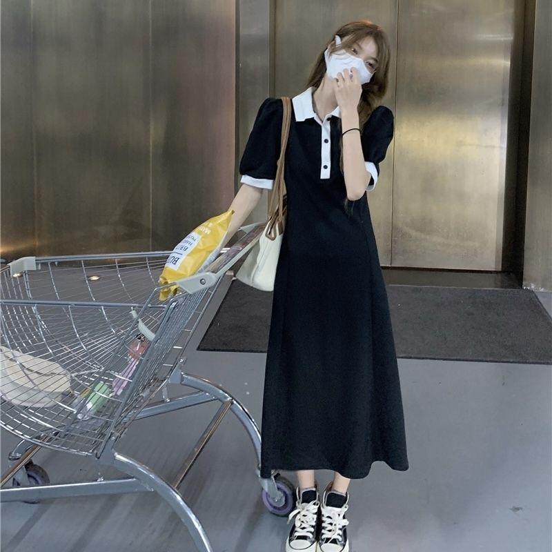 Summer 2026 Colorblock Polo Dress: Slimming, Short-Sleeve, Mid-Length A-Line M 86-105 lbs
