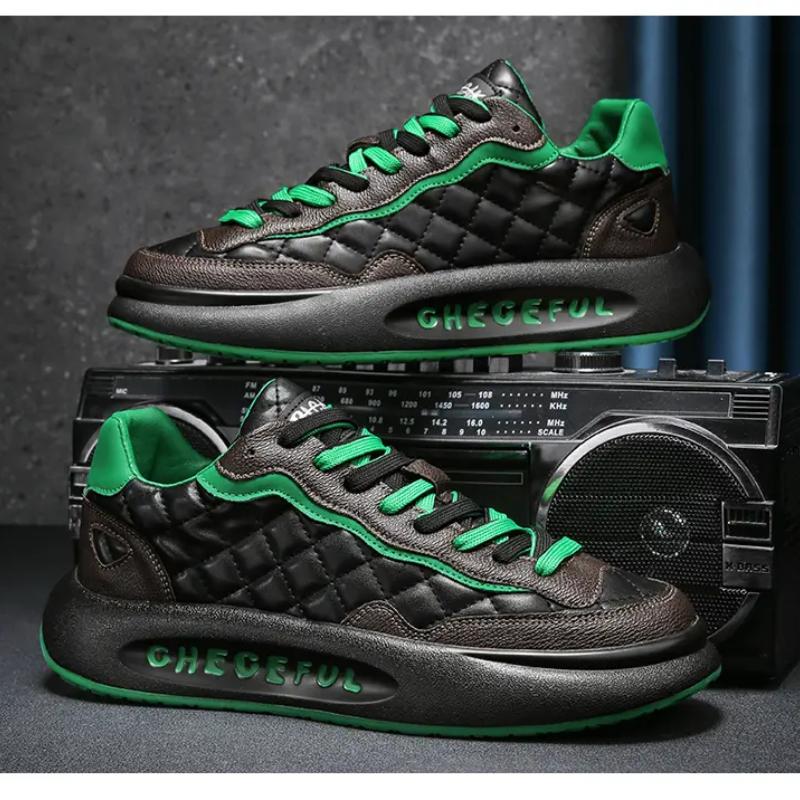 Scarpe Casual da Uomo alla Moda Primavera Autunno Contrasto di Colore Rialzate Scarpe da Skateboard con Fasce alla Moda Stivali da Esterno di Alta Qualità Stile Britannico