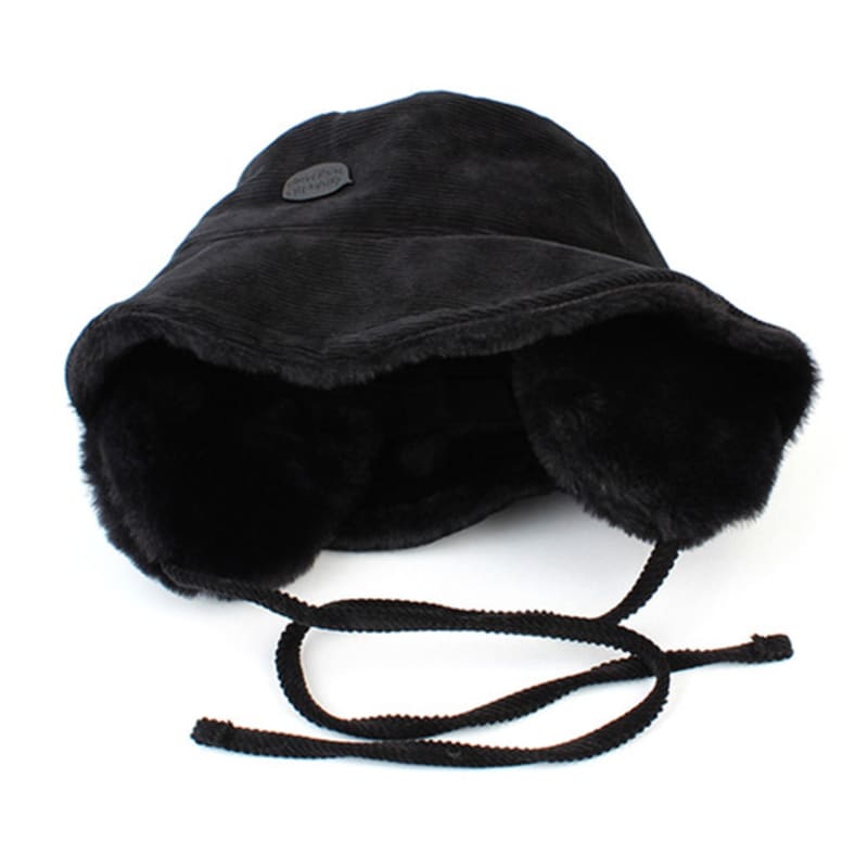 Universal Chemistry Bubble Corduroy Black Earflap Bucket Hat