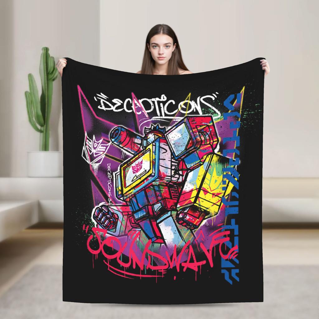 Transformers Decepticons Soundwave Blankets Robot Flannel Funny Warm Throw Blanket for Bedspread Spring/Autumn Couch