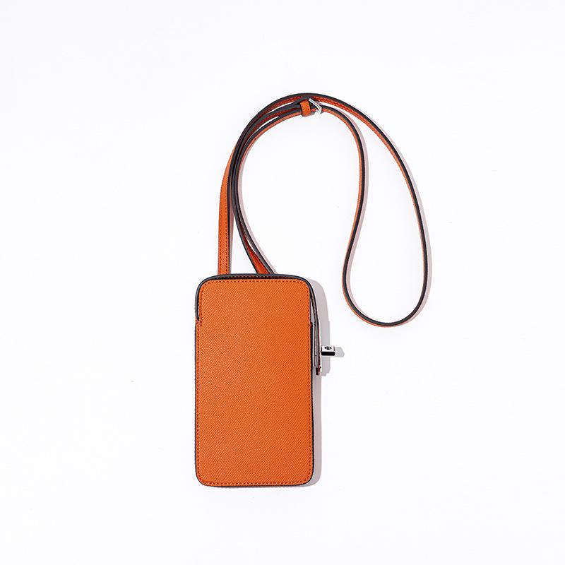New Fashionable Versatile Lock Mobile Phone Bag Palm Pattern Leather Box Bag Simple Solid Color Messenger Mini Bag Women