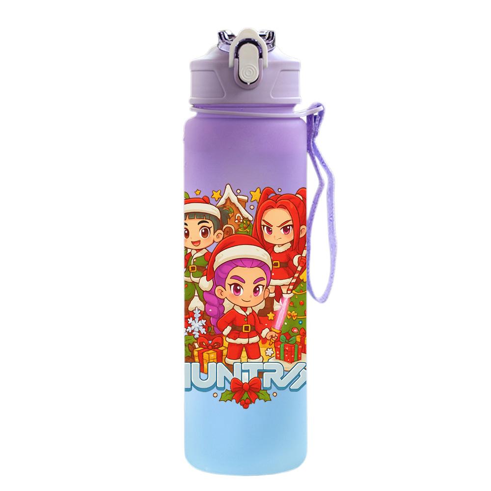 750Ml Water Bottle Christmas K-Pop Demon Hunters Printed Large Capacity Drinking Cup Portable Outdoor Sports Water Cup Children Kid Gift