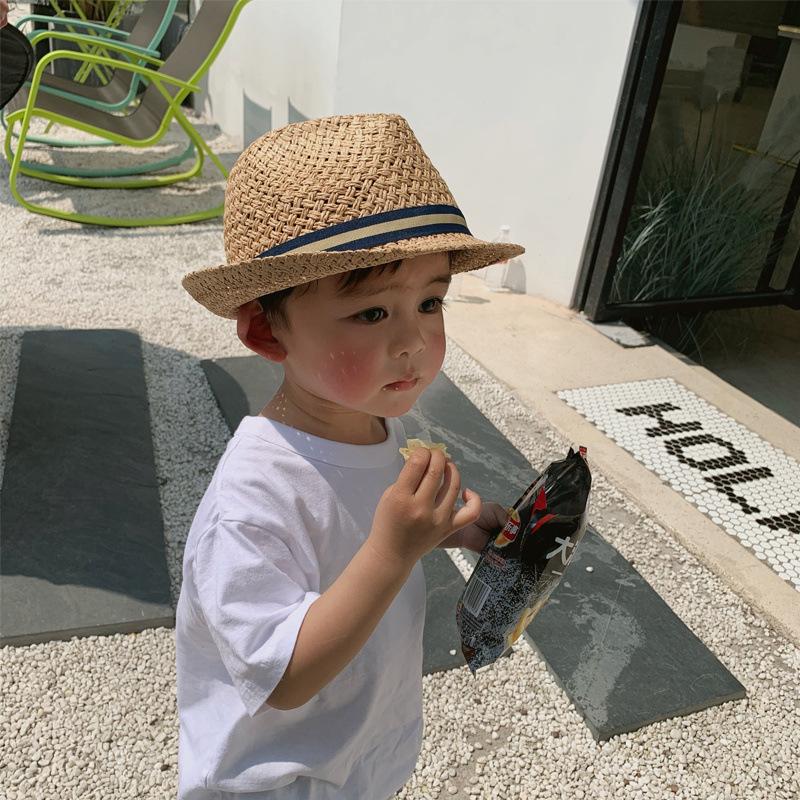 New Summer travel is a hit! Ins style hand-woven children's Panama hats, sun protection artifact for beach travel