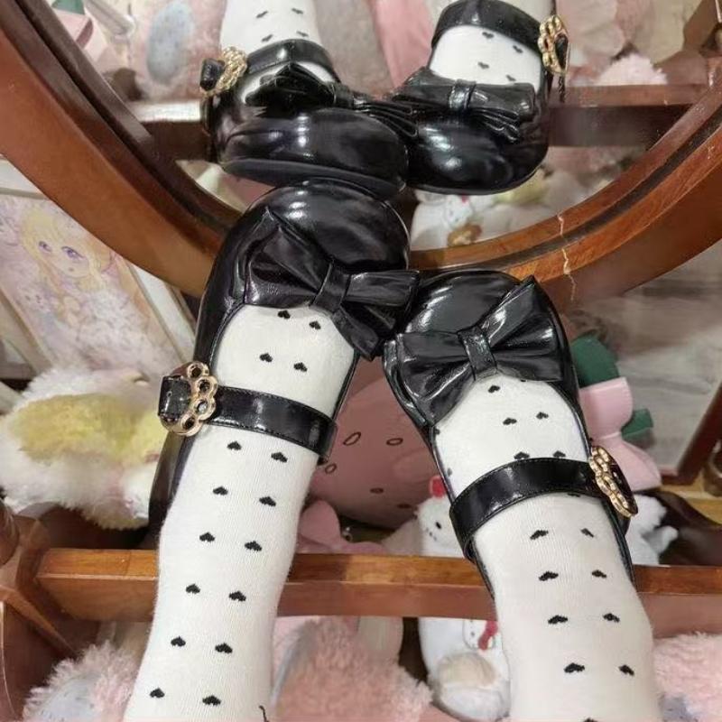 Women's Fashion Single Shoes Spring New Round Head Shallow Mouth Butterfly Knot Metal Buckle Soft Sole Non-slip Flat Shoes