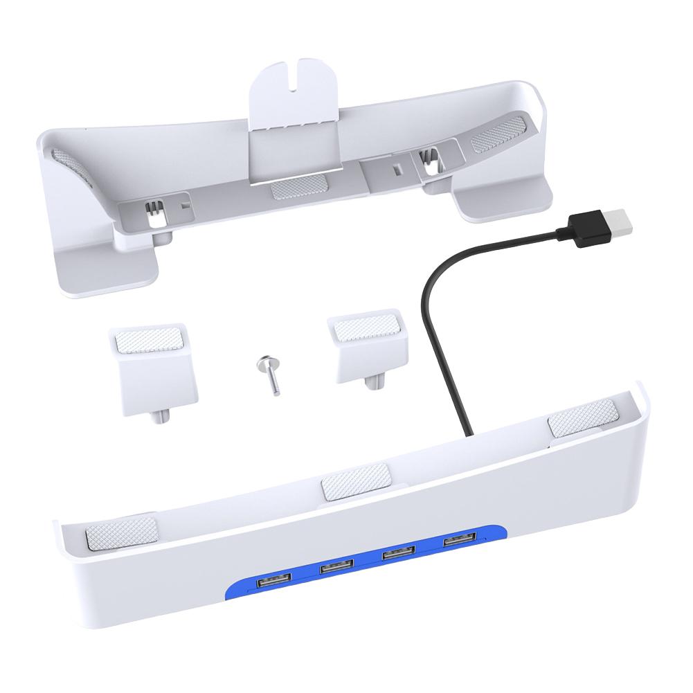 

Для PS5 Slim горизонтальный держатель с подставкой-держателем Hub Base 1 быстрая зарядка и 3 порта USB 2.0 для передачи данных для Playstation 5 Slim