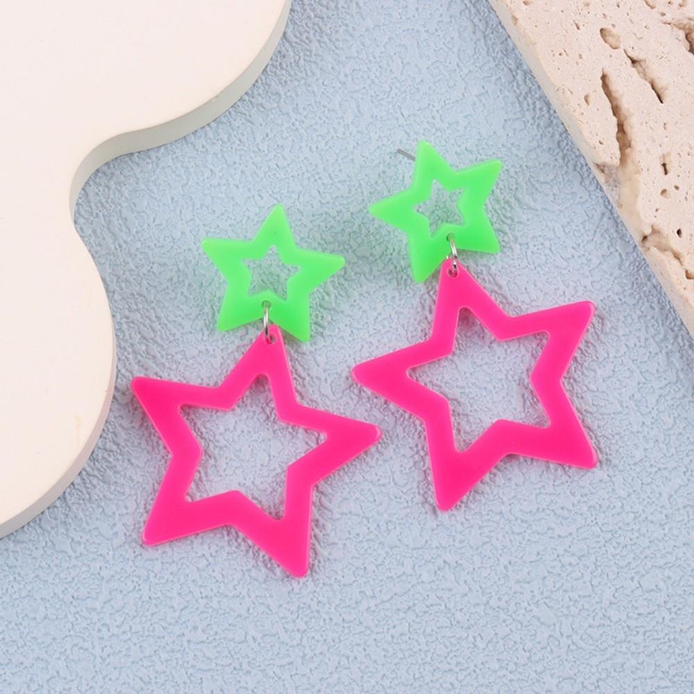 Y2K Star Pendant Earrings Geometric Pentagram Hollow Star Earrings Geometric Earrings  Daily Wear