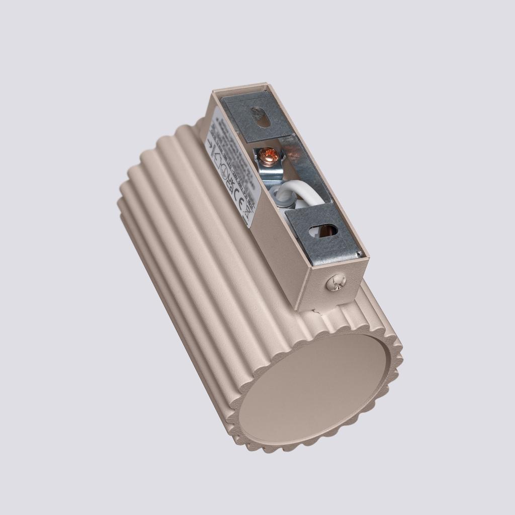 Modern taupe wall sconce, corrugated tube, 10 cm, top and bottom, 1xGU10 10W KARBON, Sollux Lighting