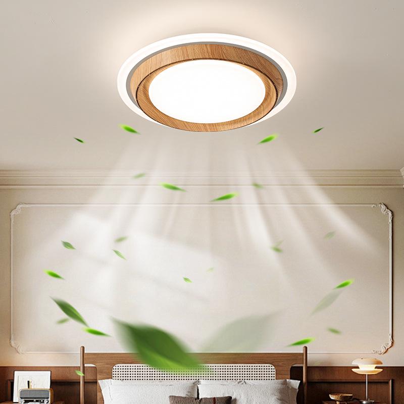 Modern Minimalist Solid Wood Leafless Fan Light - Silent Integrated Ceiling Light for Bedroom and Restaurant