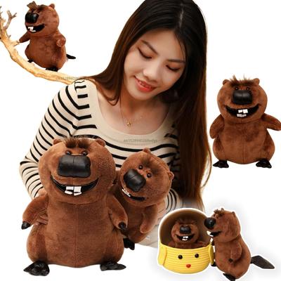 Simulated Beaver Stuffed Animal Soft PillowDolls Standing Posture Plush Toys Home Decor Christmas Birthday Gift for Boys Girls