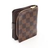 Used LOUIS VUITTON Compact Zip Bi-fold Wallet N61668 Damier Leather PVC Brown Ebene Used Women