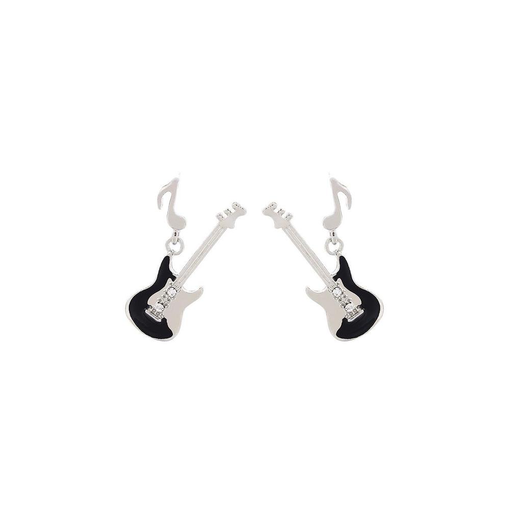 Silver Needle Lightning Guitar Pendant Earrings - High-End Sweet Punk Fashion for Women