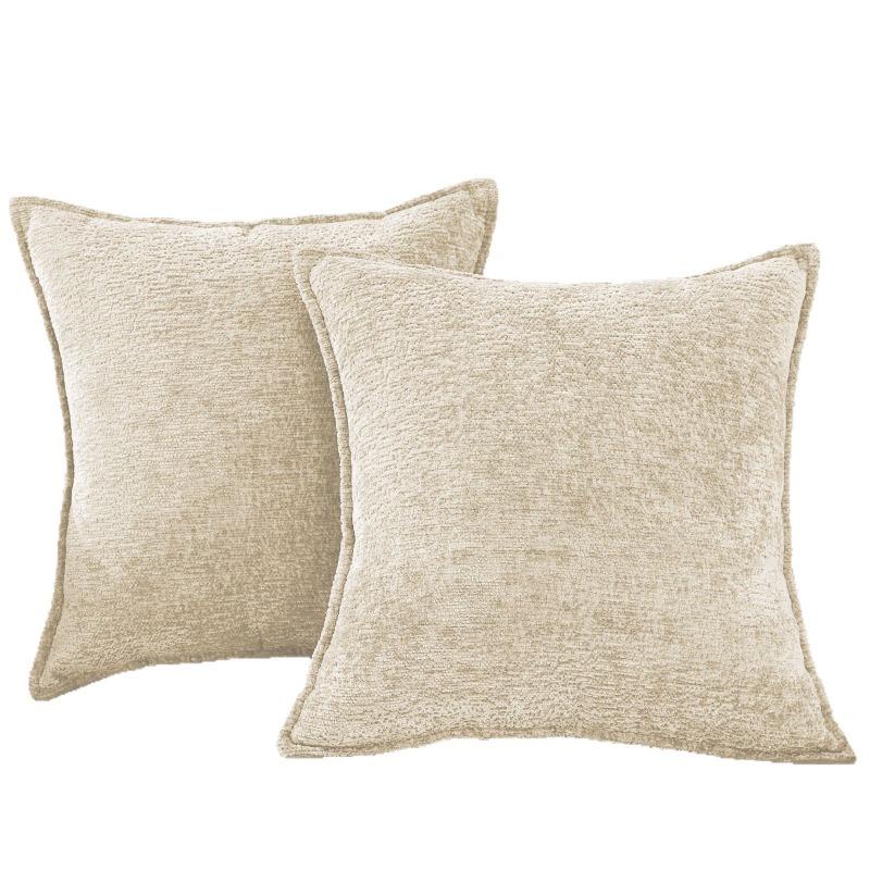 Large Size Thickened Chenille Throw Pillow Cover Removable Washable Solid Color Sofa Square Waist Cushion Case Home Decoration
