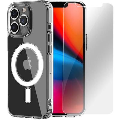 Silicone Case for iPhone 13 Pro Max (6.7'') with Magnetic Ring + 2 Tempered Glass Screen Protectors Transparent