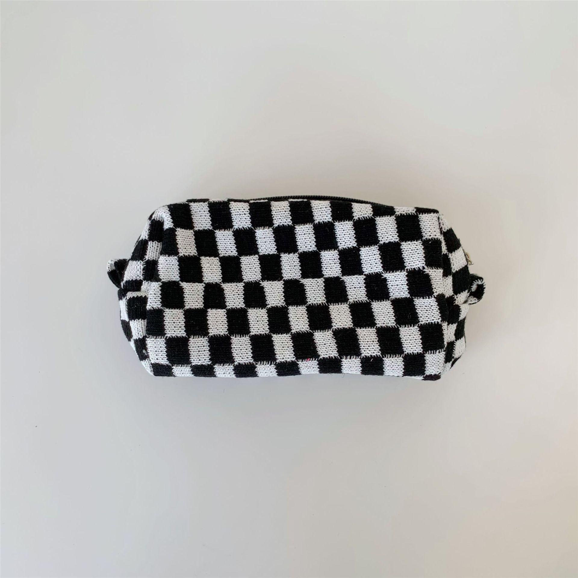 

Косметичка Checkerboard Портативна косметичка Дорожня косметичка Пенал Жіноча туалетна сумка для дівчини, яка подорожує чорний