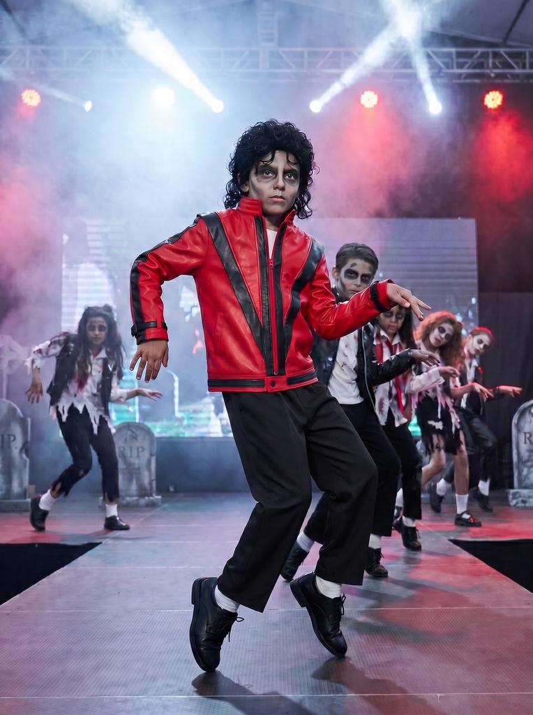 Dětský červený kožený oblek Michael Jackson, Kostým pro chlapce na jevištní vystoupení, Halloweenský outfit